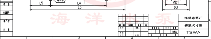 TSWA臥式清水低轉速離心多級泵安裝尺寸圖