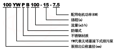 YW無堵塞排污液下泵型號意義