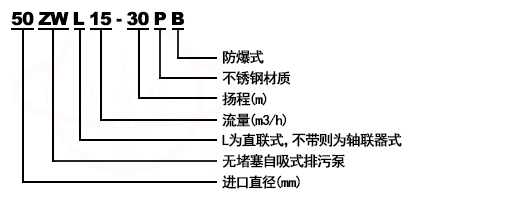 ZW型無(wú)堵塞自吸式排污型號(hào)意義