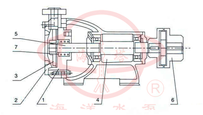W型單級(jí)懸臂式漩渦泵結(jié)構(gòu)圖